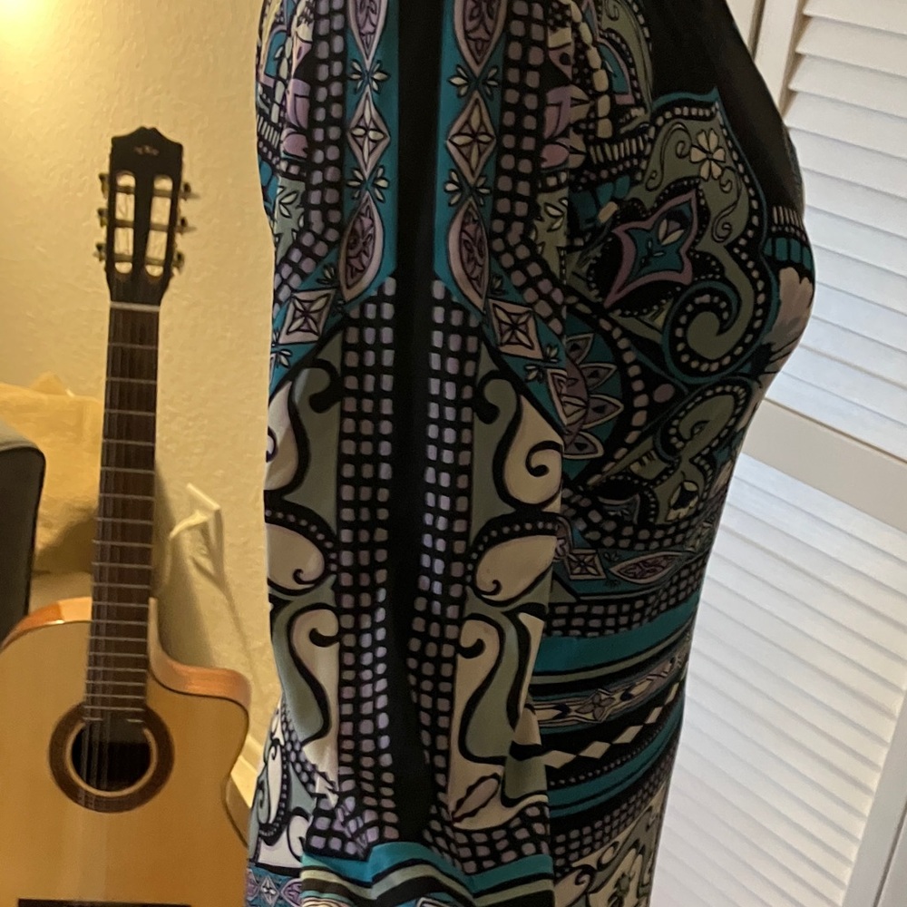 Hale Bob Black Maxi Dress with Blue, Lavender ,and White Paisley Motif Size S - Picture 3 of 9